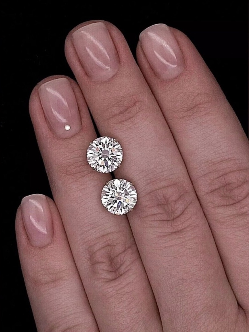 4 Ct Round Cut VVS1/D White Sapphire Stud Earrings 14k White Gold 8mm Push Back